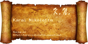 Karai Nikoletta névjegykártya